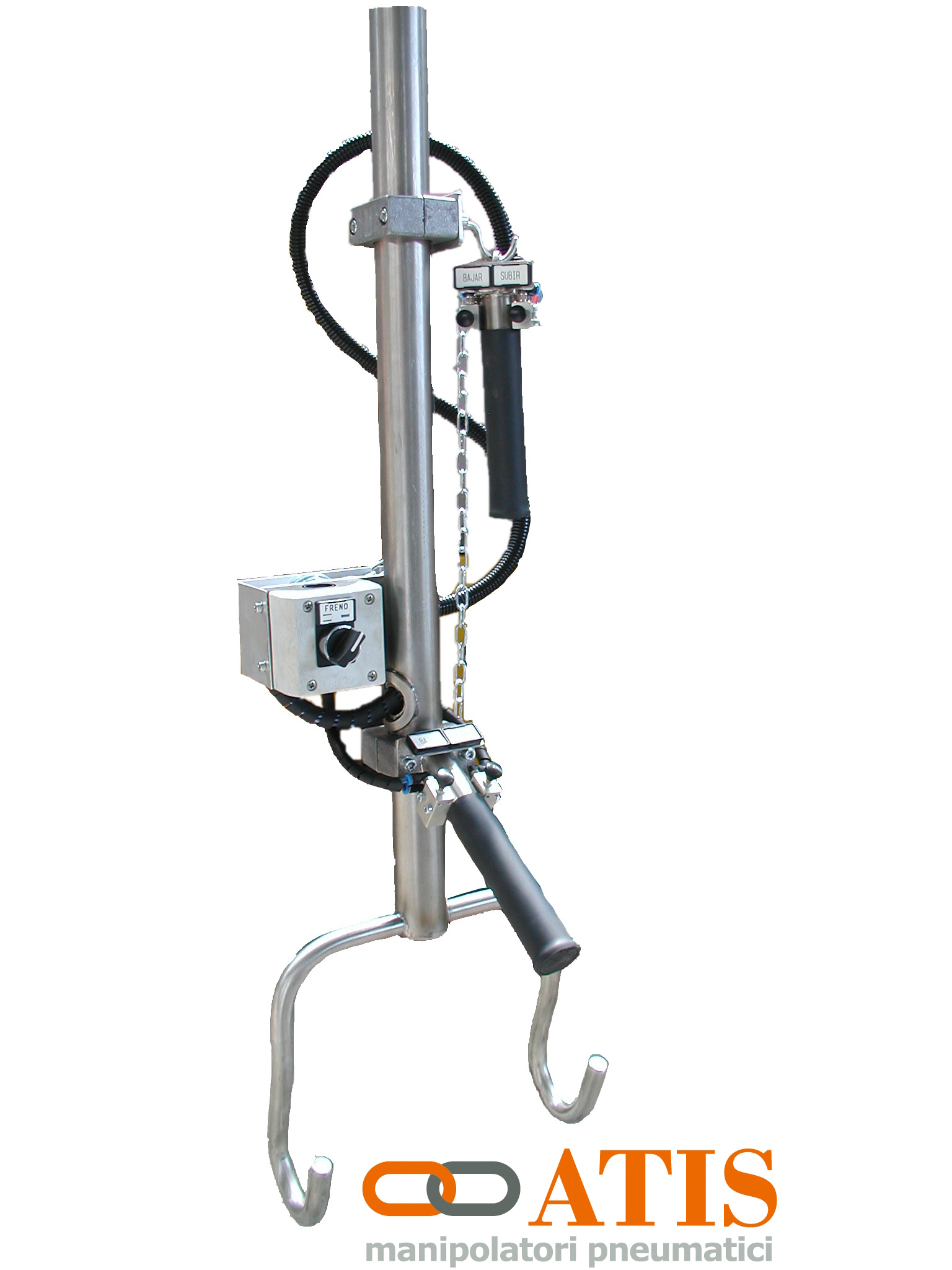 ATIS manipulators hook gripping tools on a pneumatic balanced