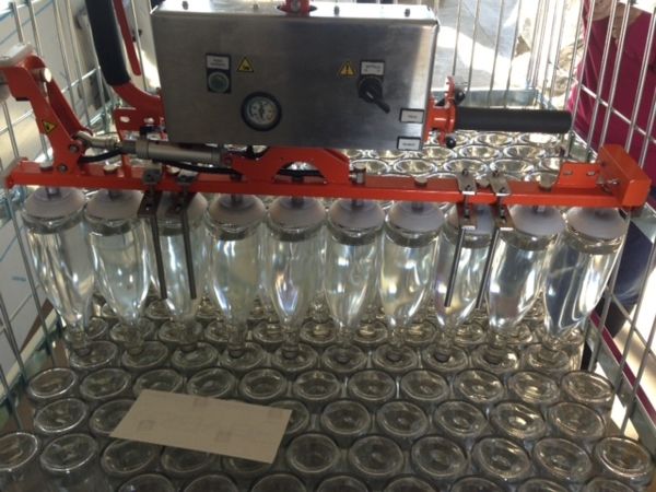 Suction cups gripping system: it allows the handling of rows with 10/11 bottles