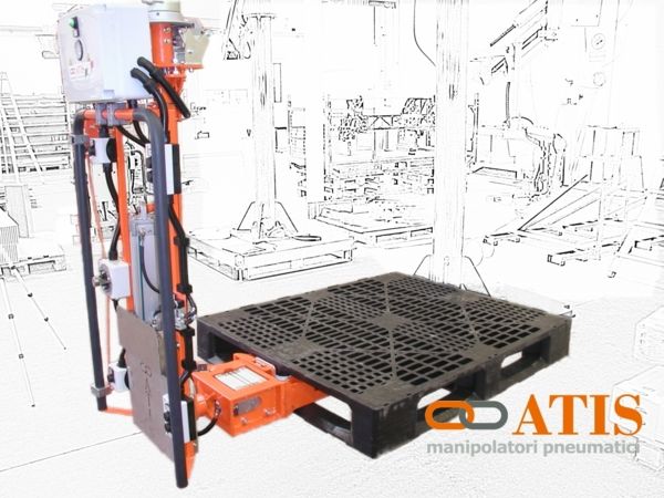 handling manipulator with pneumatic clamp for pallet