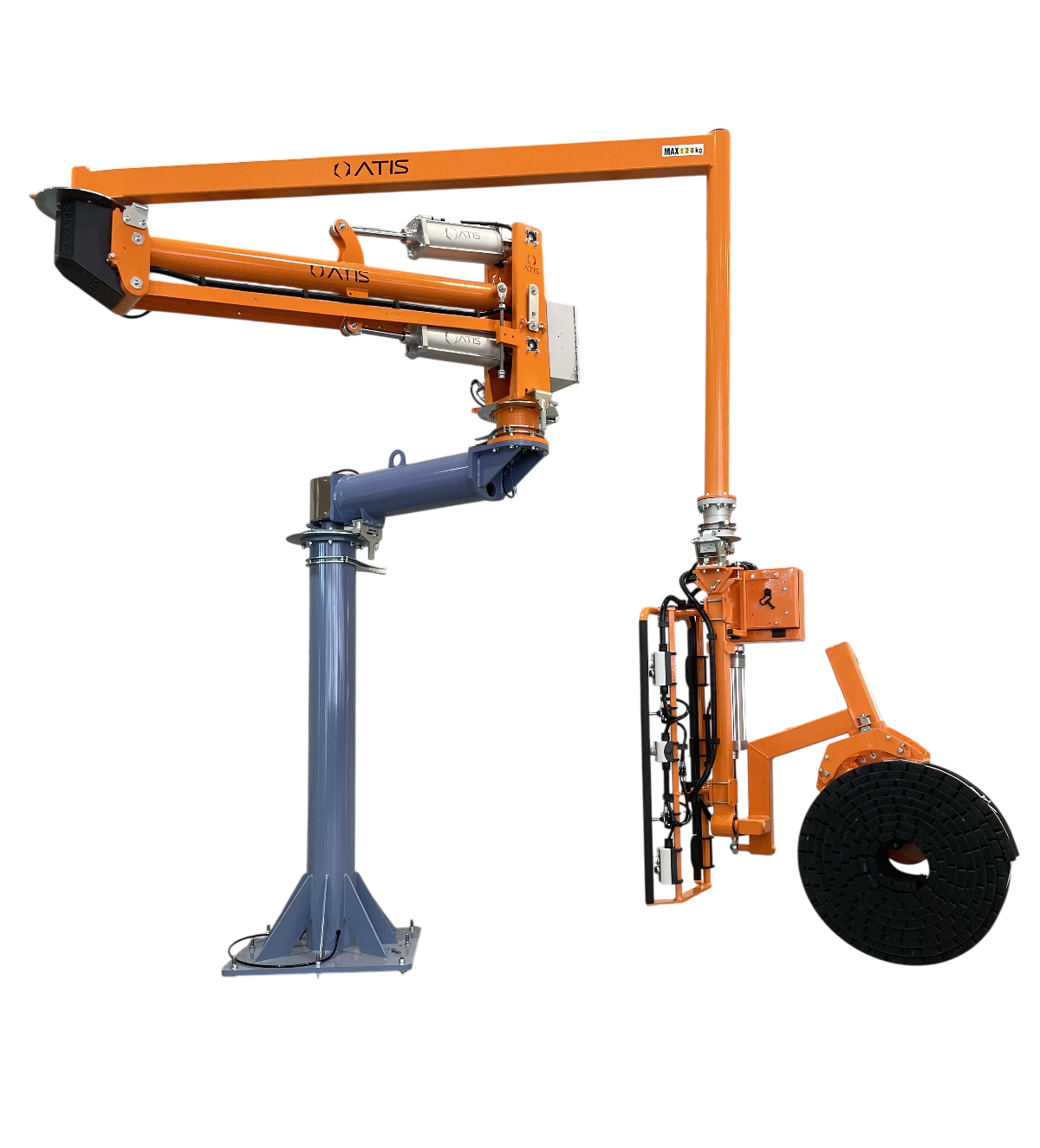 Lifter for handling rubber rolls