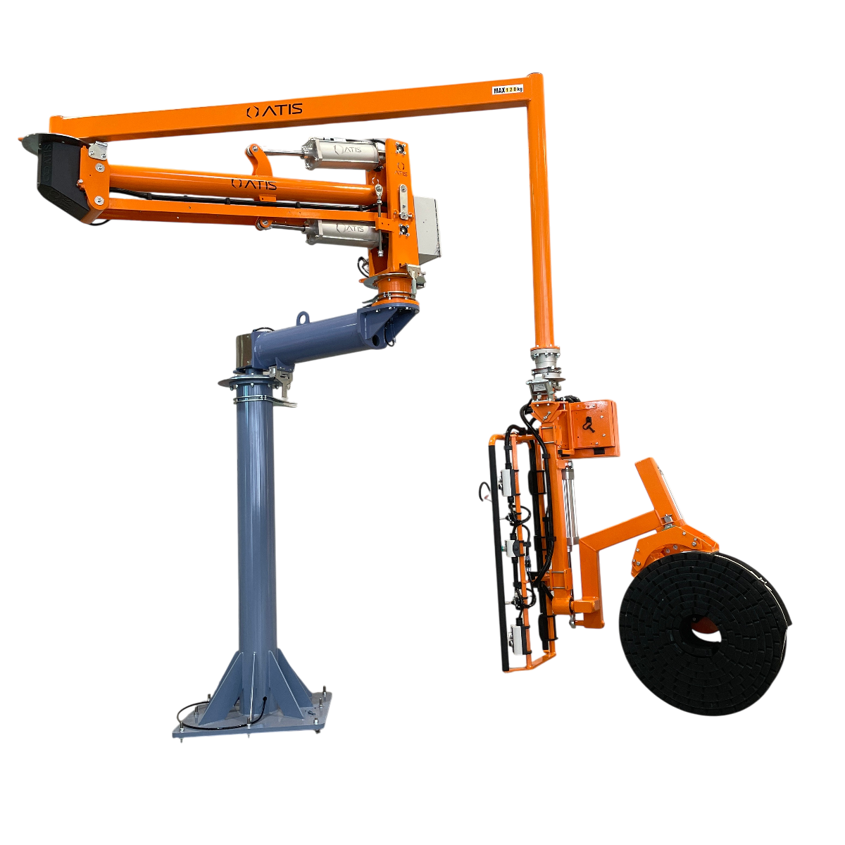 Lightner for handling rubber rolls